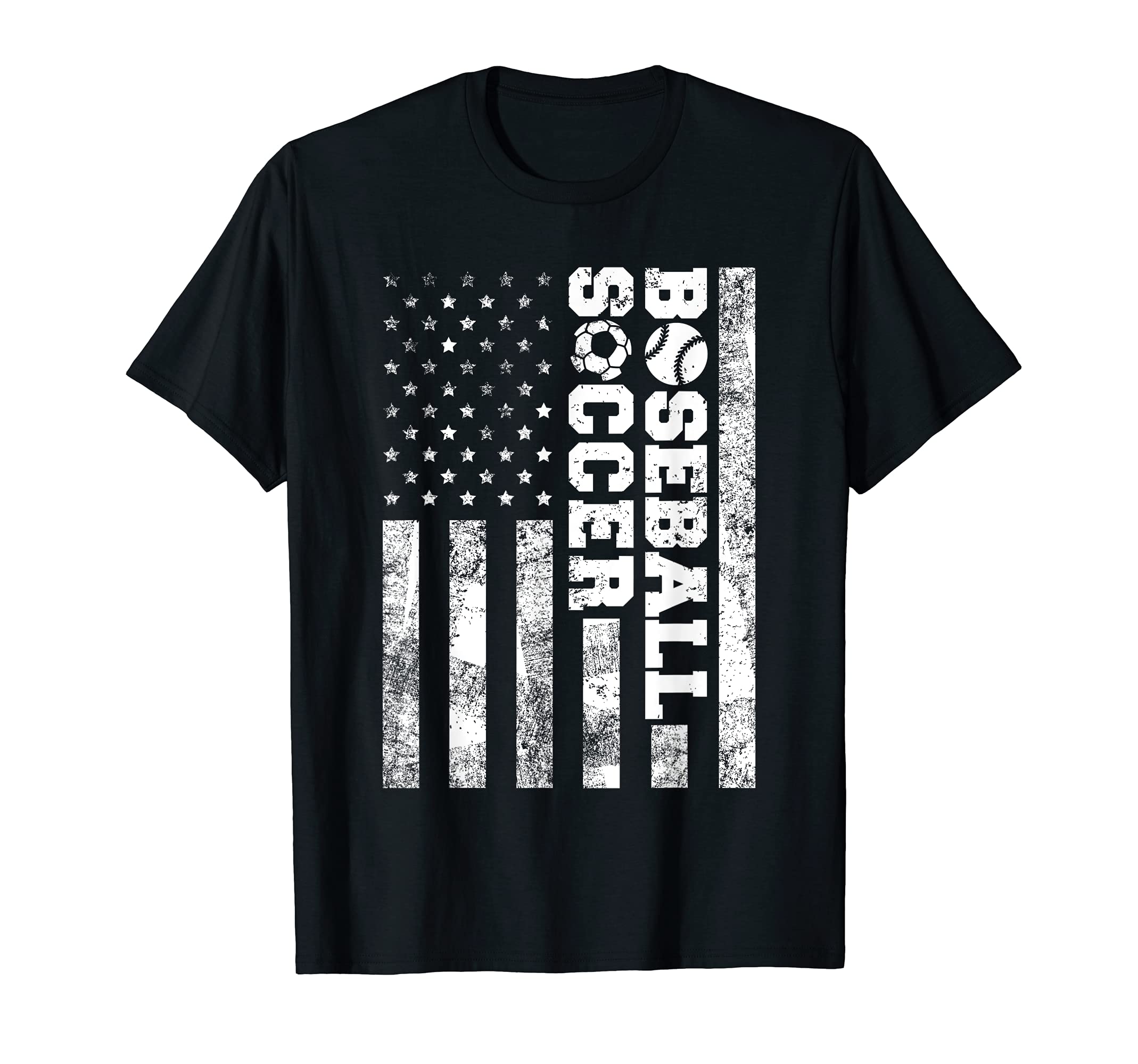 American Distressed Flag Funny Soccer T-Shirt - Graphic Print Unisex