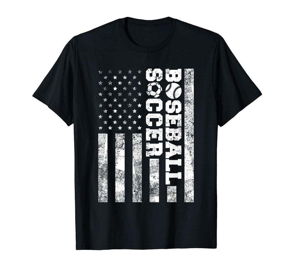 American Distressed Flag Funny Soccer T-Shirt - Novelty Apparel Men Women