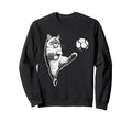 Funny Soccer Cat Kicking Ball Pet Sweatshirt - Fun Novelty Design Unisex