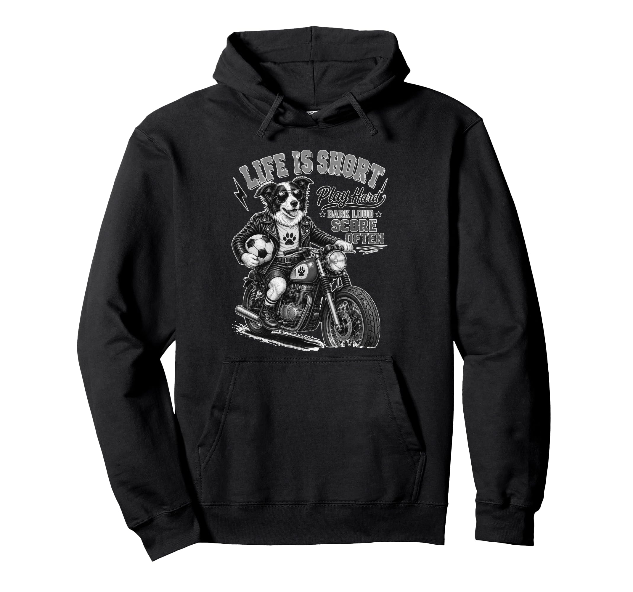 Border Collie Motorbike Footbal Soccer Digor Hoodie - Unique Graphic Unisex