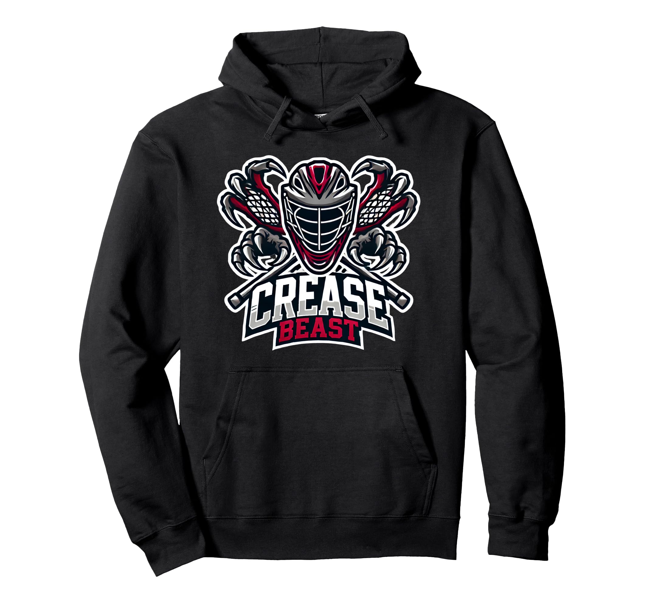 Lacrosse Goalie Crease Beast Funny Wild Hoodie - Trendy Graphic Unisex