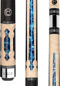 Lucasi Hybrid LHC97 Natural Birds-Eye Maple with Blue Crushed Velvet Inlays Technology Cue