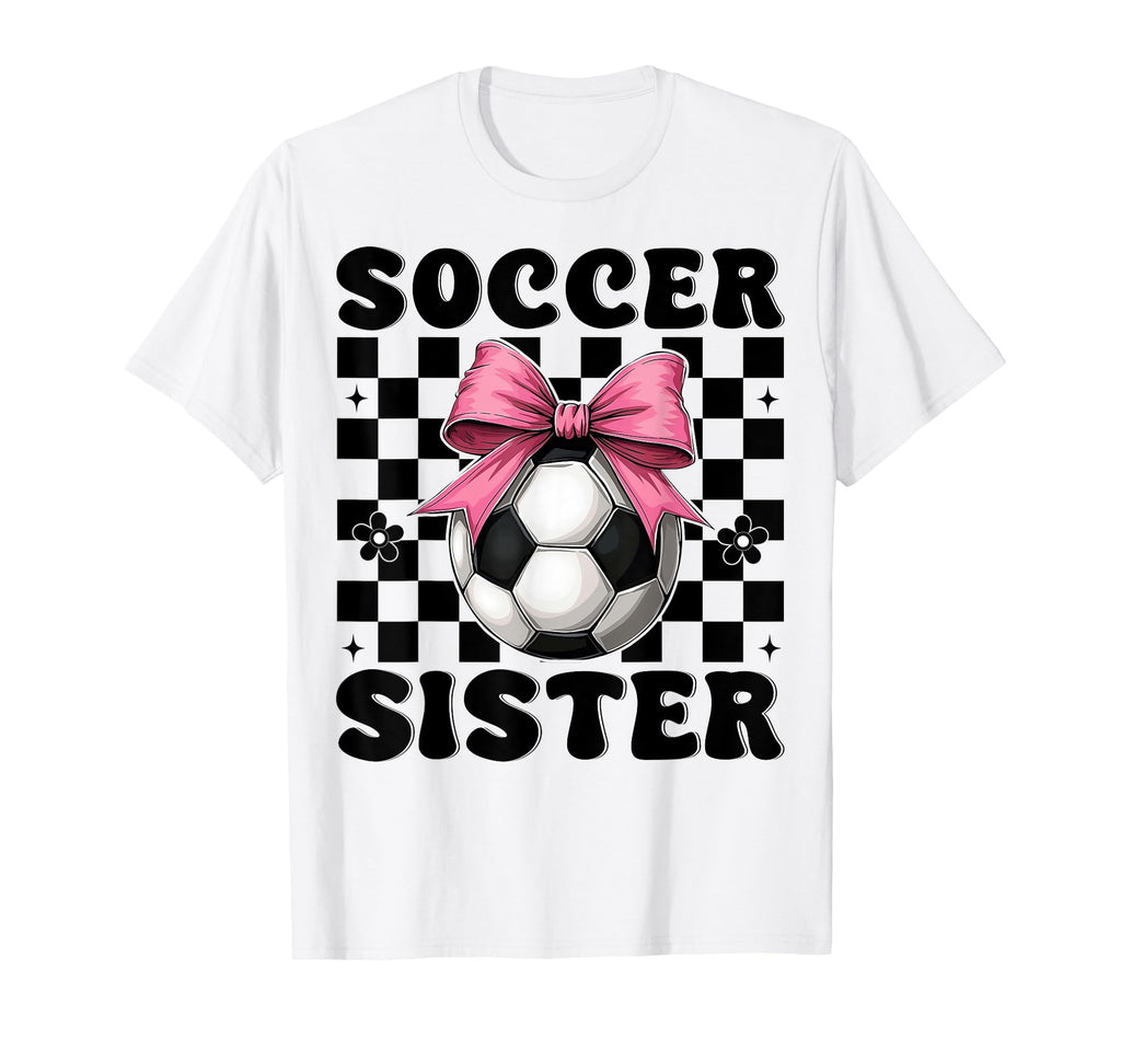 Soccer Sister Soccer Coquette Bow T-Shirt - Graphic Print Unisex