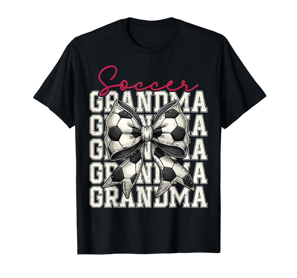 Soccer Grandma Funny Coquette Bow Soccer T-Shirt - Novelty Apparel Unisex