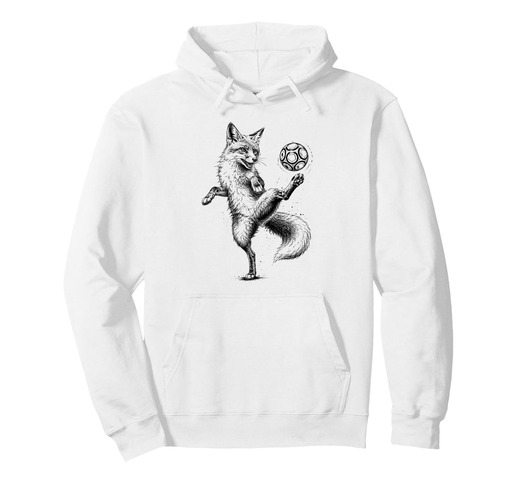 Funny Fox Freestyling Soccer Ball Hoodie - Fun Novelty Design Men Women