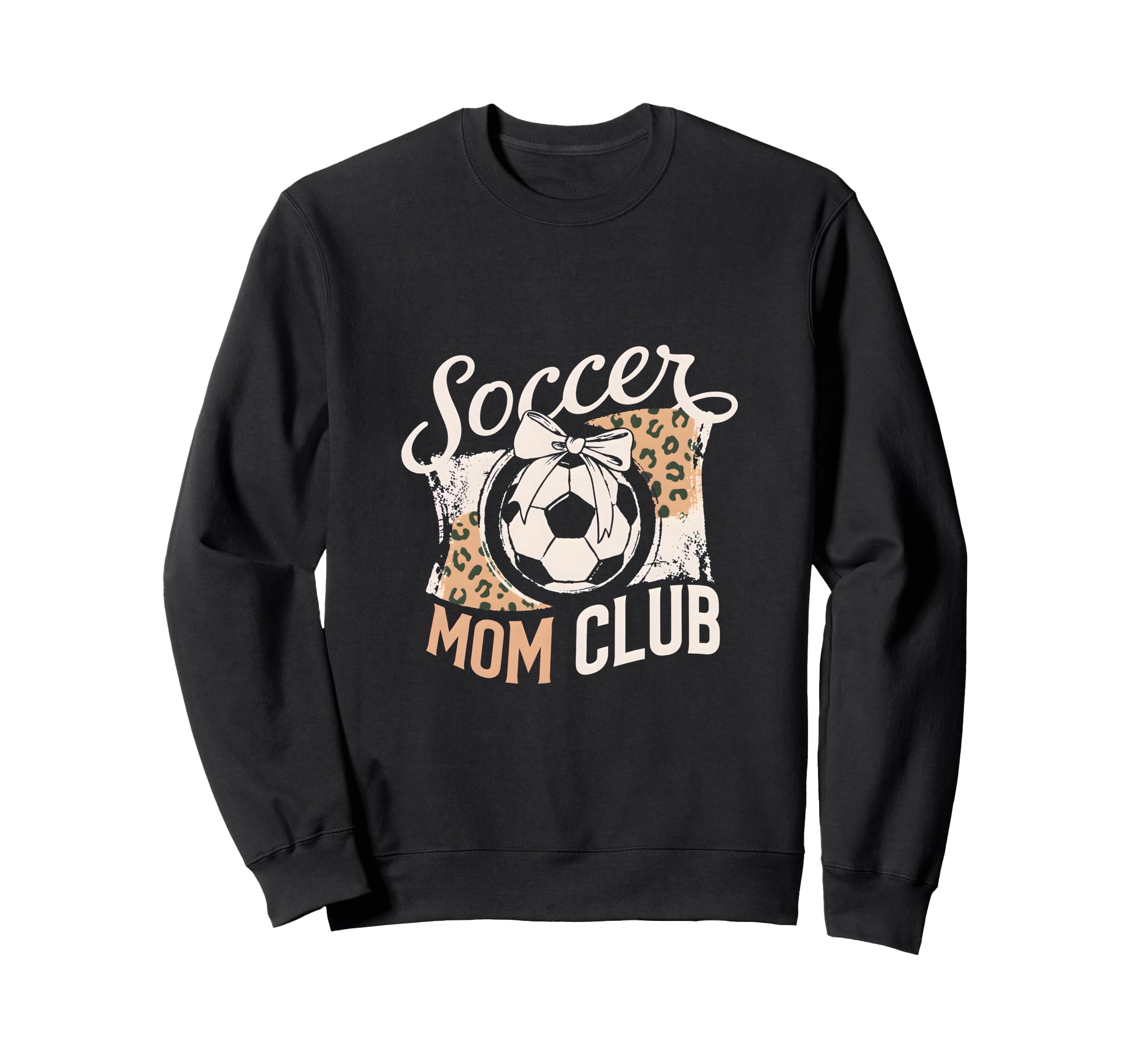 Soccer Mom Club Leopard Bow Mama Sweatshirt - Aesthetic Graphic for Adults