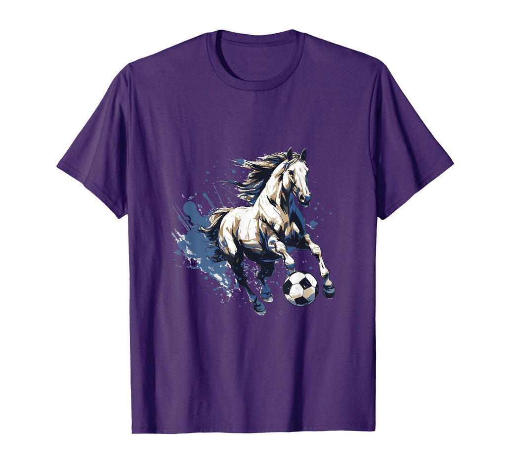 Horse Playing Soccer Funny Animal T-Shirt - Minimalist Print for Adults