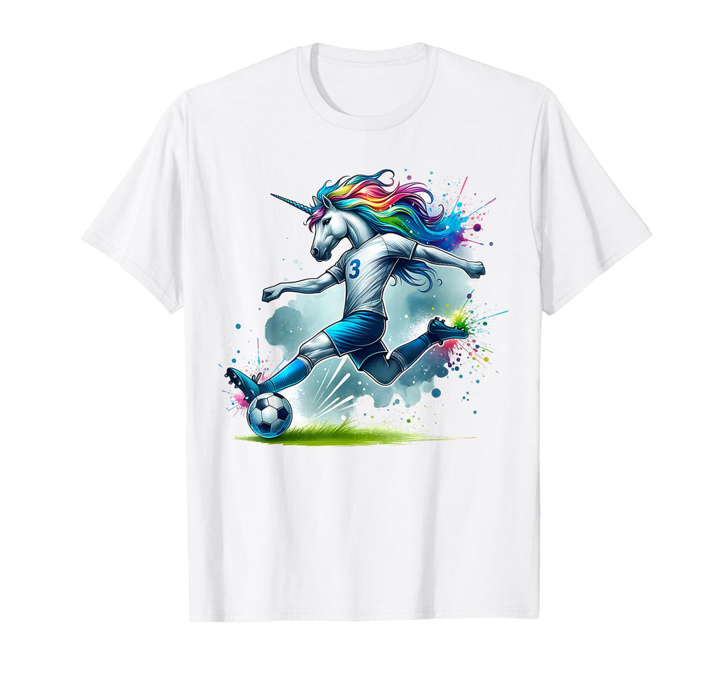 Footballer Unicorn Fans Soccer Team T-Shirt - Graphic Print Men Women