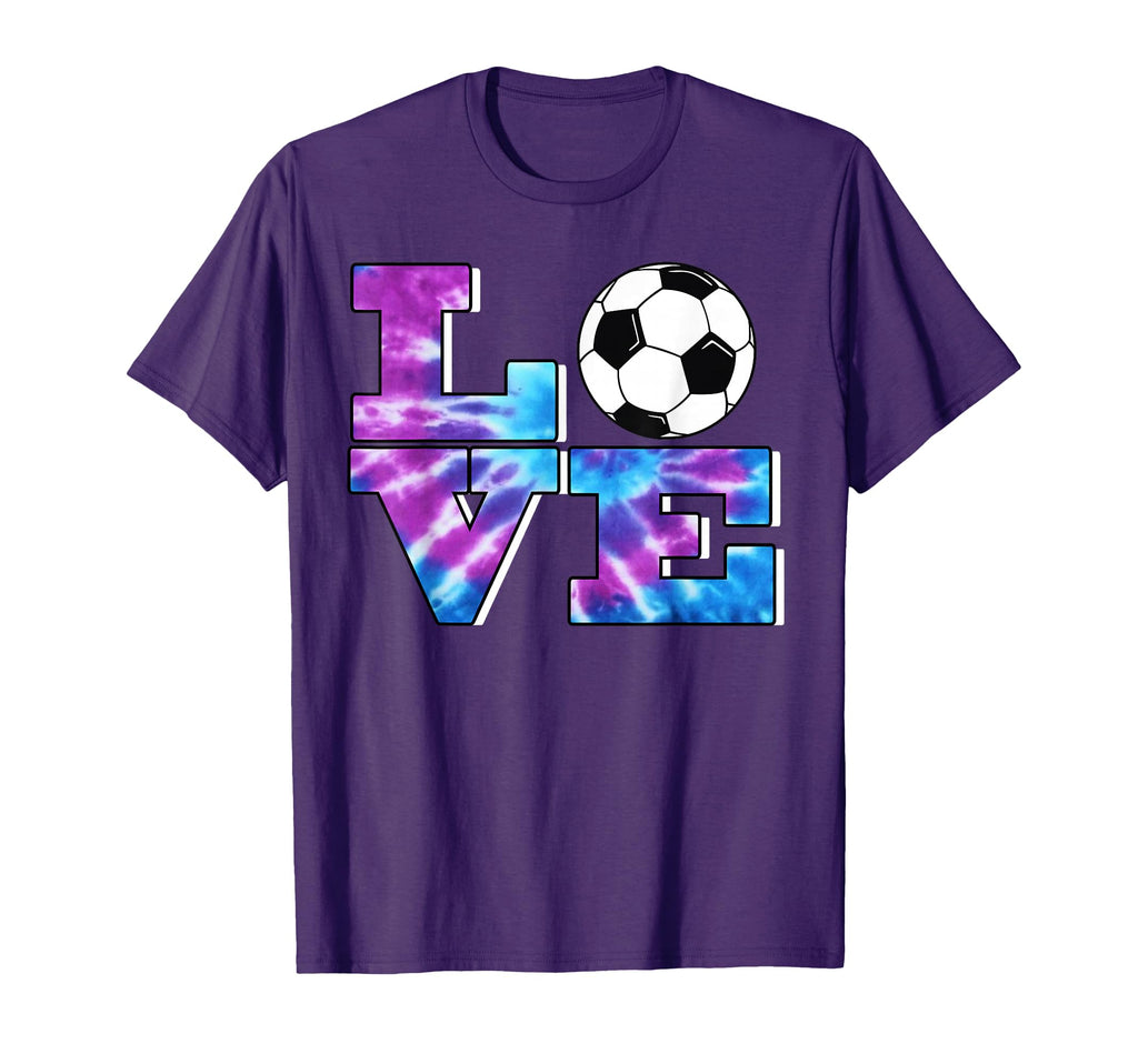 Soccer Tie Dye Big Love Purple Blue T-Shirt - Custom Art Print Unisex