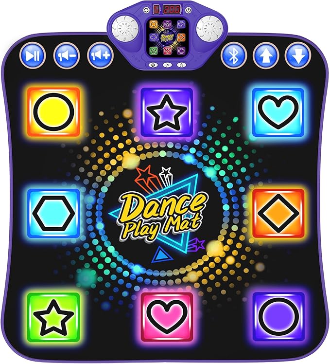 Dance Mat Toys for 3-12 Year Old Girls - Light Up 8 Buttons Dance Mat for Kid Age 4-8 Bluetooth Dance Pad - Kids Toy 8-12 Year Olds, Birthday for 3 4 5 6 7 8 9 10+ Year Old Boys Kids