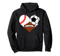 Baseball Soccer Football Heart Funny Hoodie - Casual Everyday Wear Unisex