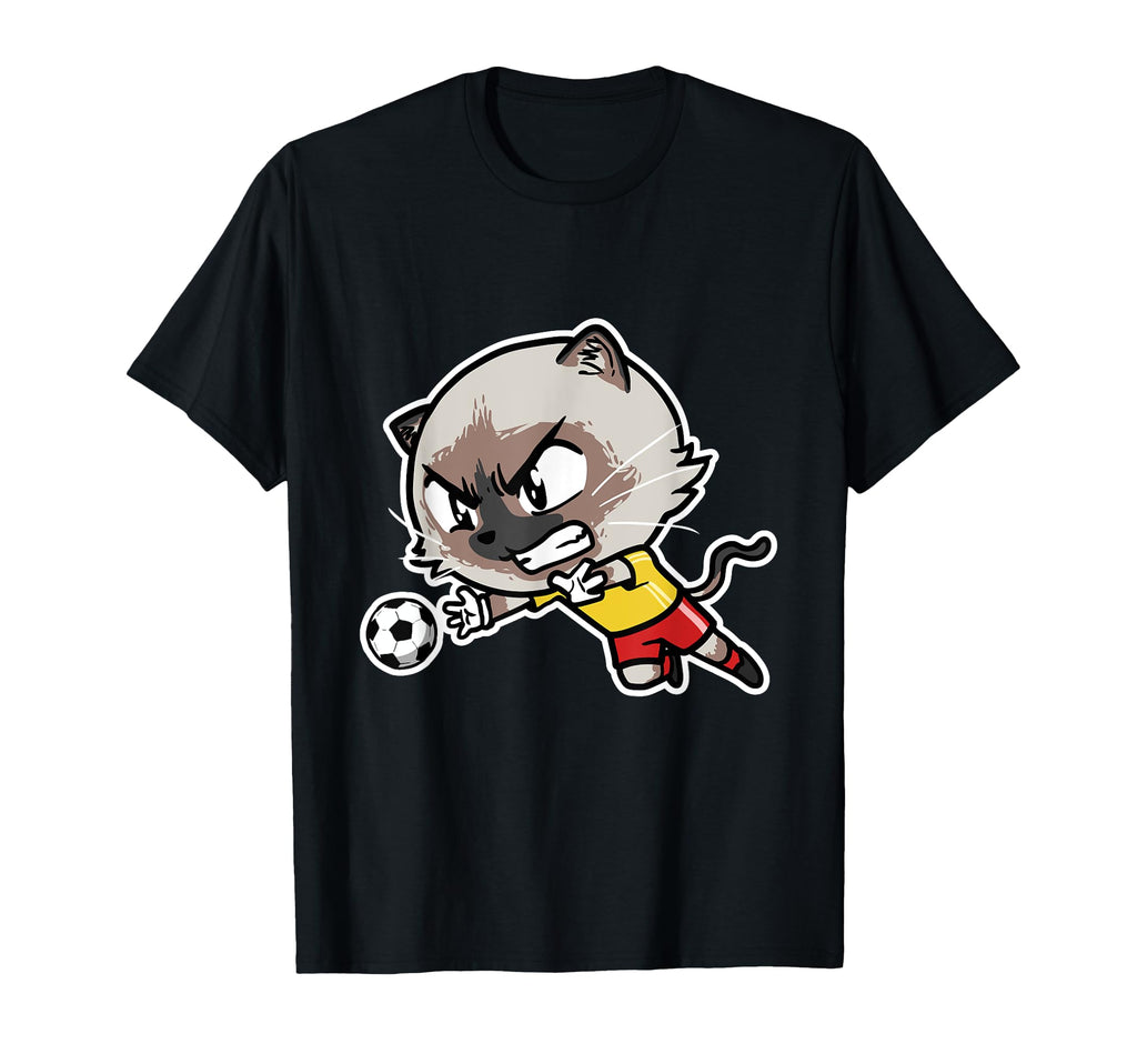 Kawaii Cat Football Soccer Player T-Shirt - Casual Everyday Wear Unisex