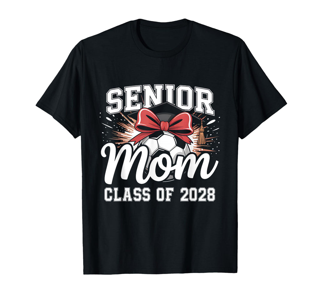 Senior Mom Class 2028 Coquette Bow T-Shirt - Trendy Graphic Men Women