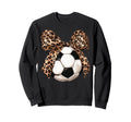 Soccer Coquette Bow Leopard Cheetah Sweatshirt - Graphic Print for Adults