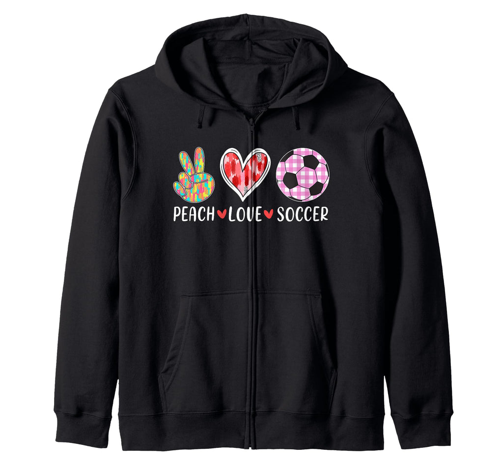 Peach Love Soccer Peace Heart Gift Play T-Shirt - Graphic Print for Adults