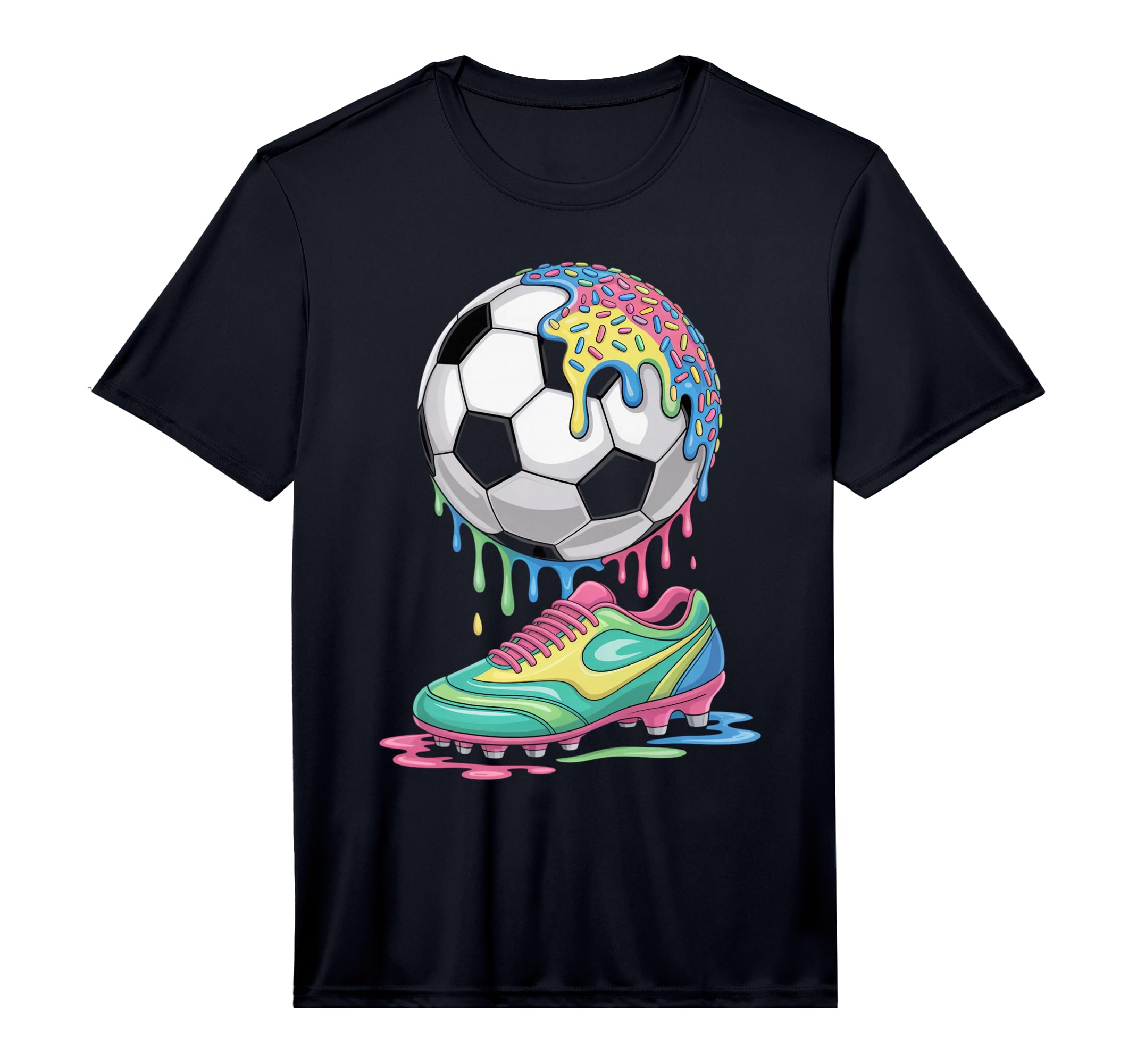 Soccer Ball Drip Ice Cream Drip Game T-Shirt - Graphic Print for Adults
