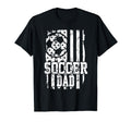 Usa Flag Soccer Dad Soccer Game T-Shirt - Casual Everyday Wear for Adults