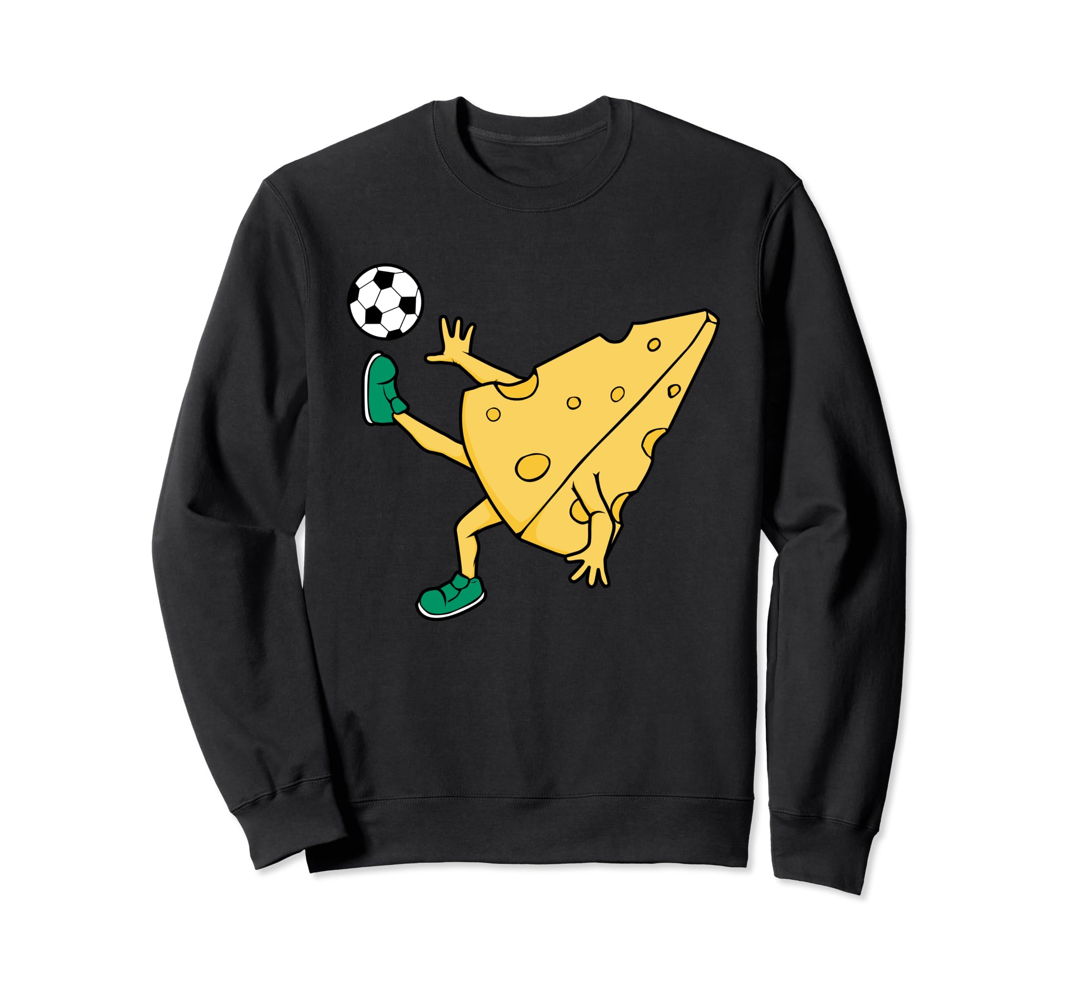 Cheese Playing Soccer Funny Food Chef Sweatshirt - Unique Graphic Men Women