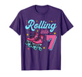 7Th Birthday Roller Skates Rolling T-Shirt - Fun Novelty Design Men Women