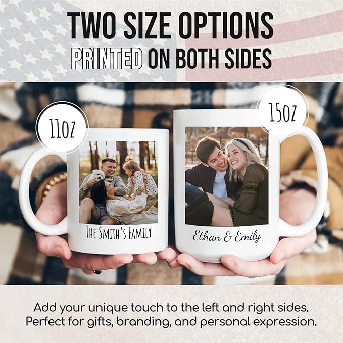 Ship Next Day Custom Mug Design Your Own Photo Text Personalized Picture Gifts for Women Men Customized Gift Idea Personalized Coffee Mugs 11oz White Handle