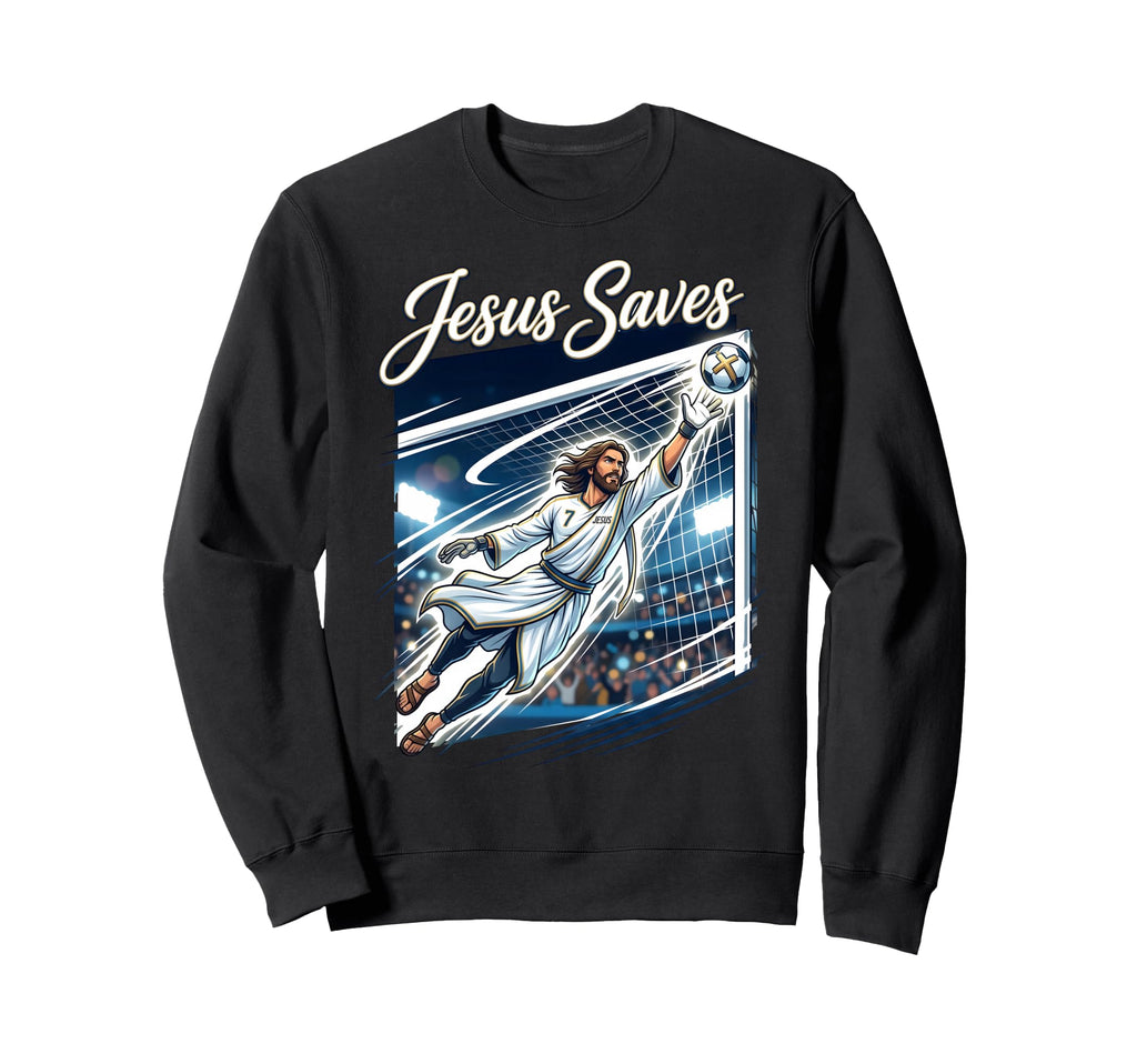 Jesus Christ Saves Christian Sweatshirt - Novelty Apparel for Adults
