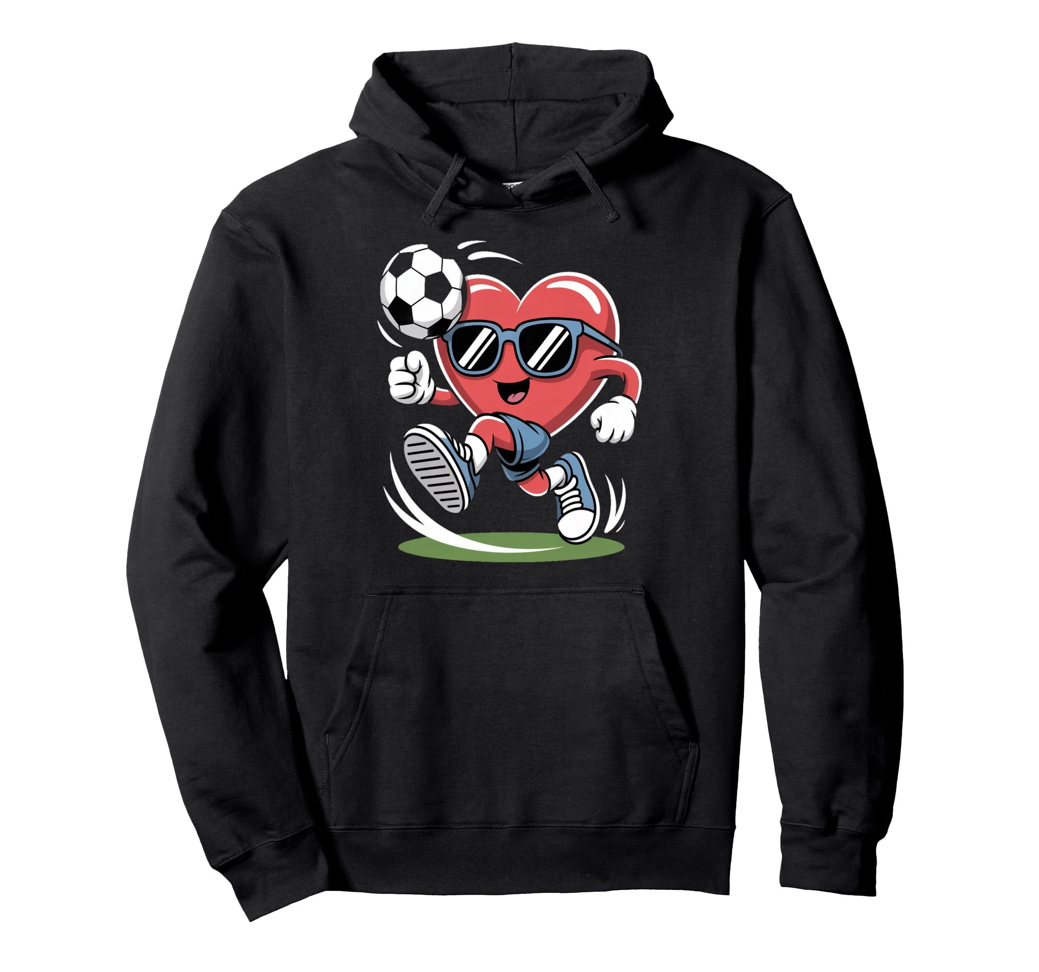 Funny Heart Playing Soccer Sunglasses Hoodie - Novelty Apparel Unisex