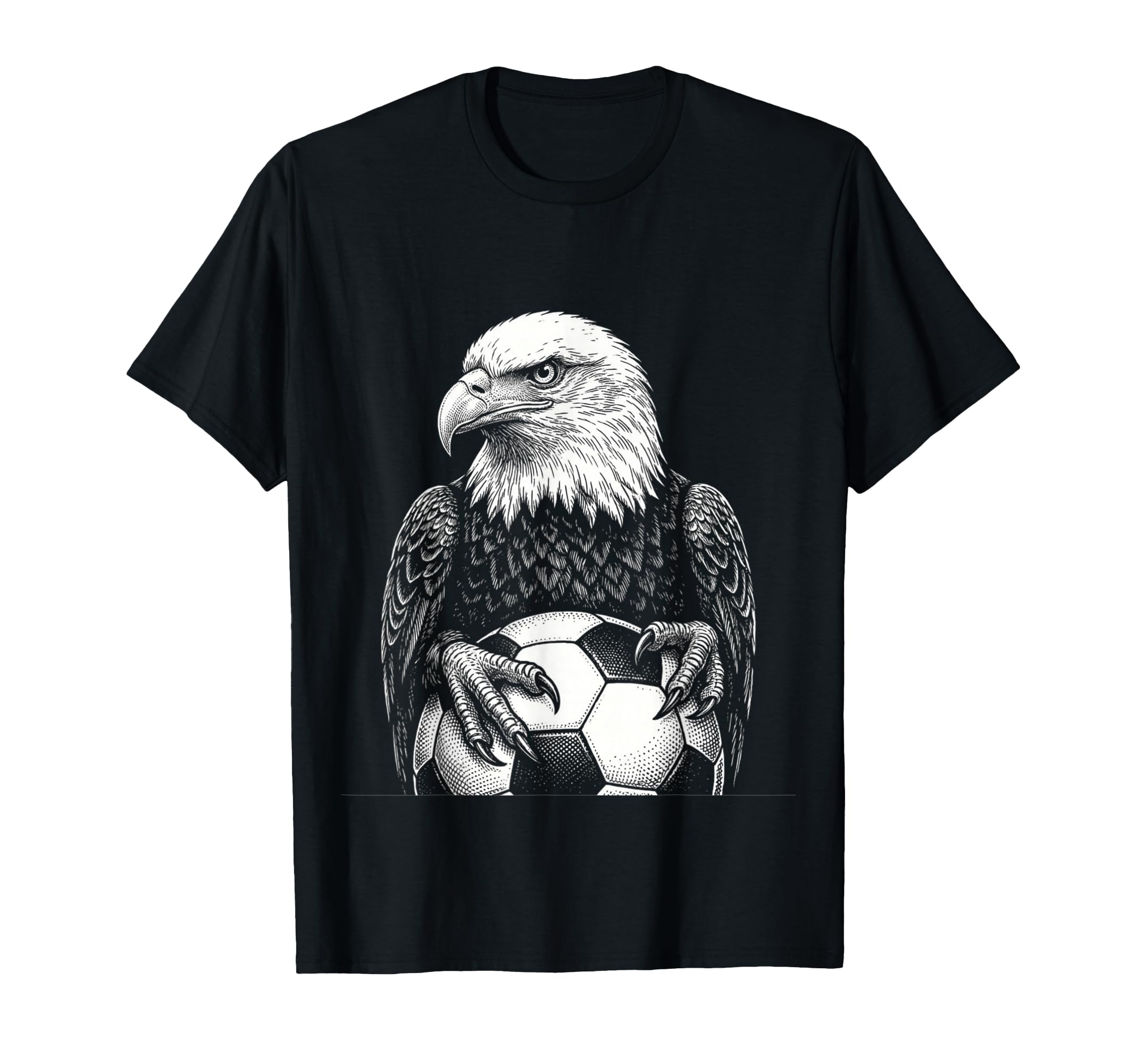 Black White Soccer Fan Bald T-Shirt - Casual Everyday Wear for Adults