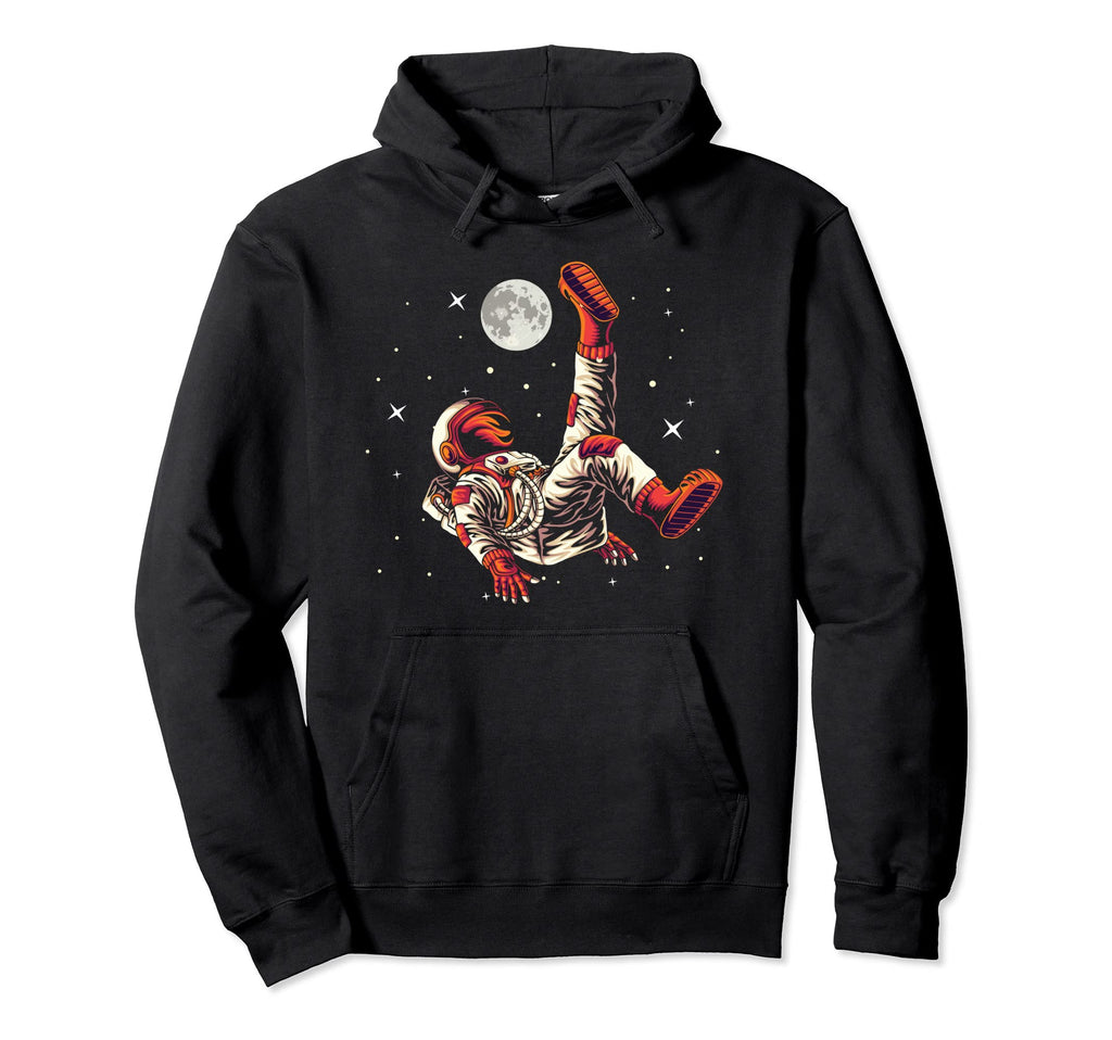 Astronaut Bicycle Kick Moon Soccer Hoodie - Trendy Graphic Men Women