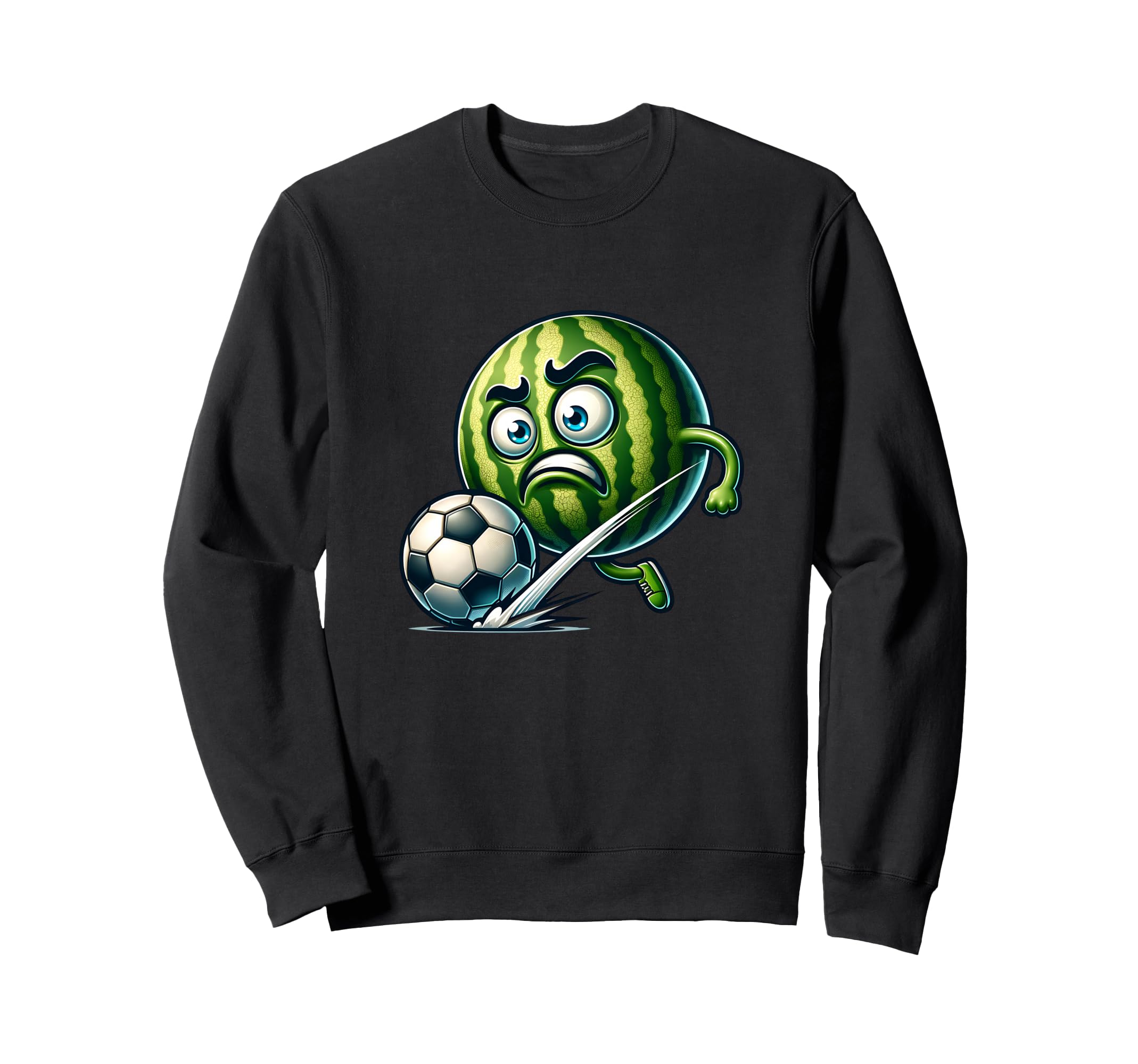 Angry Watermelon Striker Kicking Sweatshirt - Fun Novelty Design Unisex