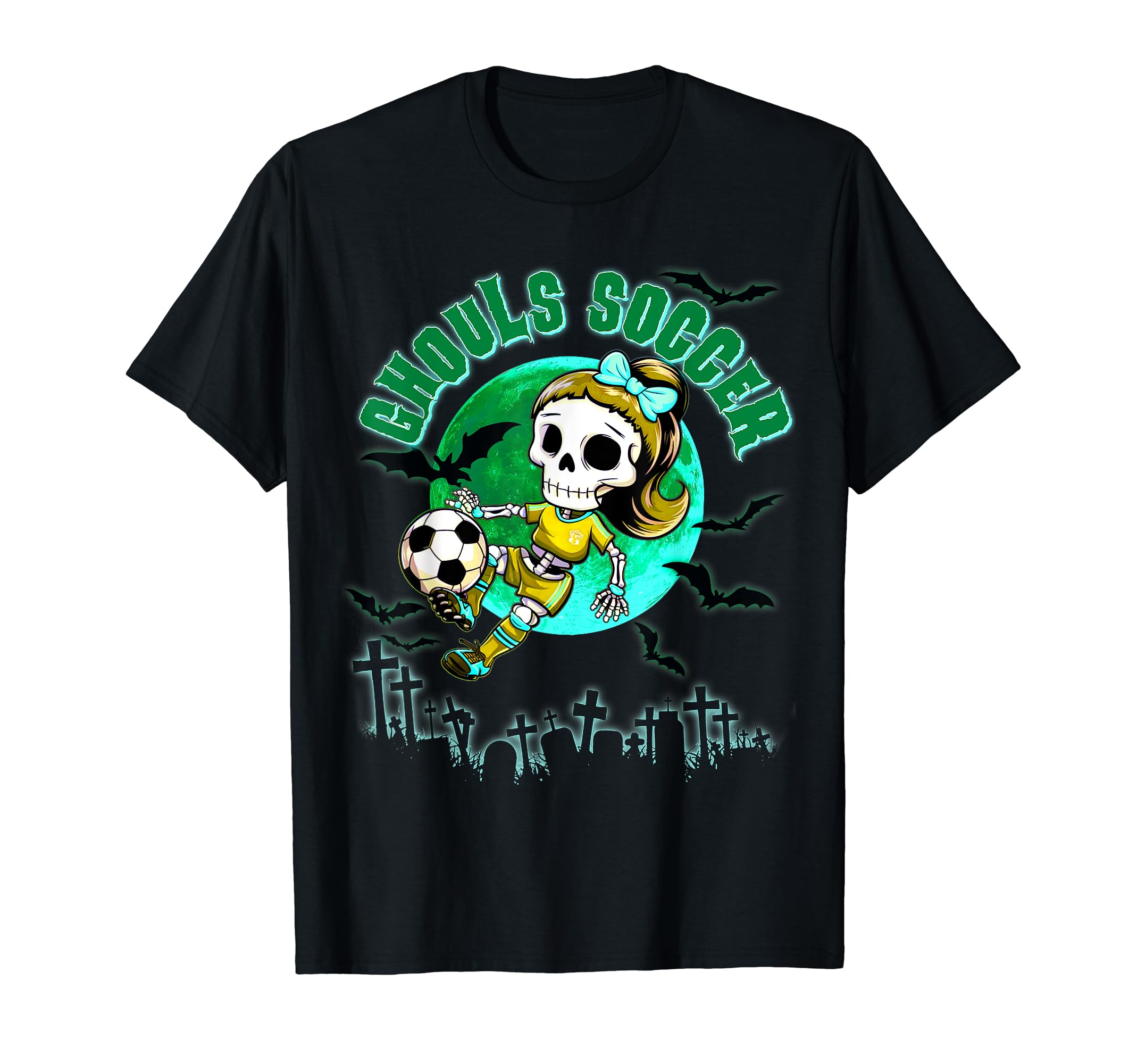 Soccer Ghoul Halloween Teens October T-Shirt - Novelty Apparel Unisex