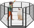 Dog Playpen Outdoor Extra Wide 8 Panels Heavy Duty Dog Fence 40" Height Anti-Rust with Doors Portable for RV Camping Yard, Total 21FT, 35 Sq.ft, Snowy Black