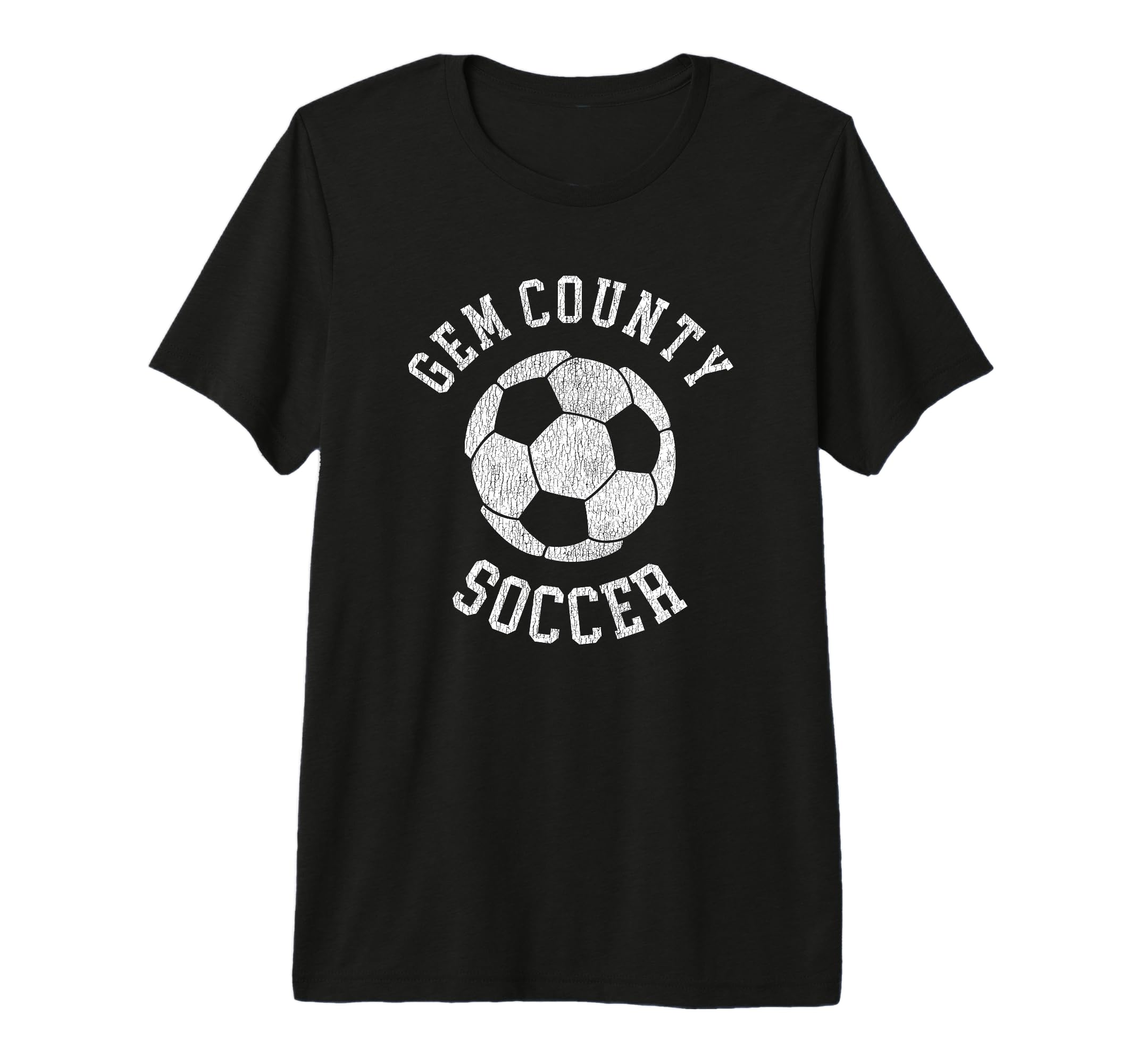 Gem County Soccer Distressed 90S T-Shirt - Casual Everyday Wear Men Women