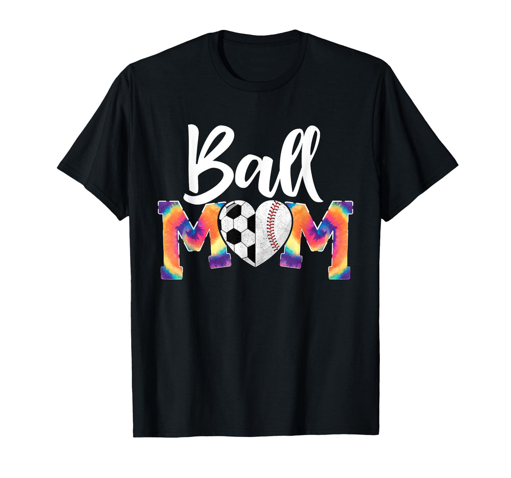 Ball Mom Heart Tie Dye Funny Baseball T-Shirt - Custom Art Print Men Women