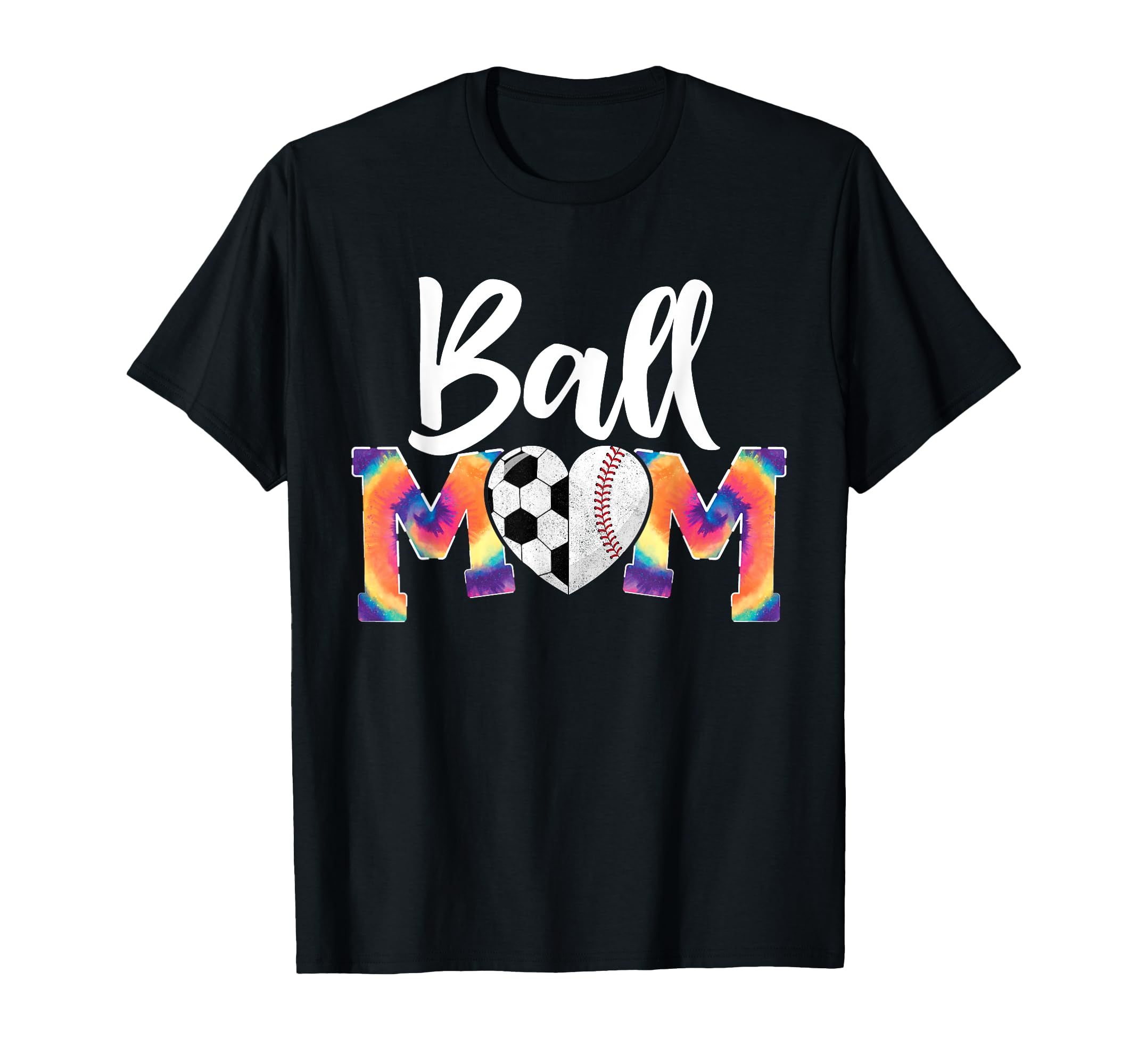 Ball Mom Heart Tie Dye Funny T-Shirt - Casual Everyday Wear Men Women