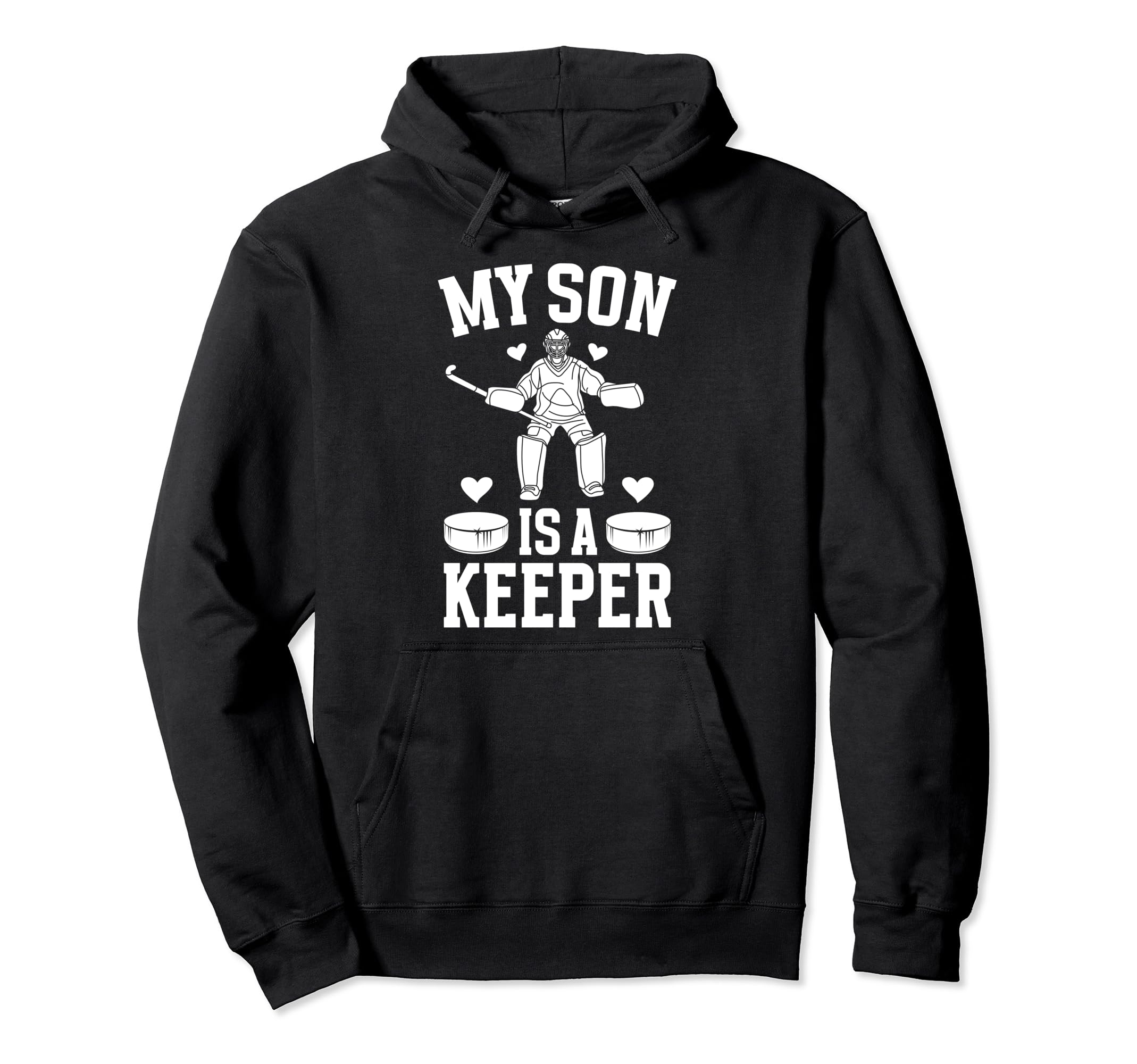 My Son Is Hockey Keeper Mom Hockey Hoodie - Graphic Print for Adults