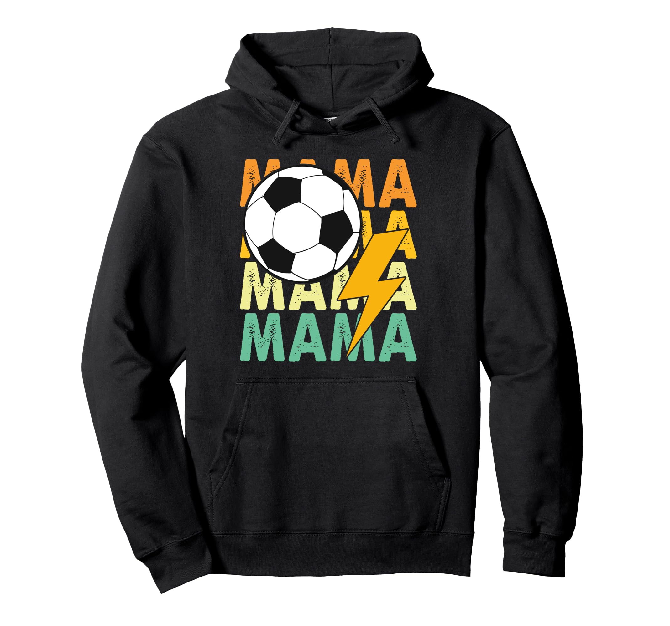 Soccer Mama Distressed Lightning Bolt Hoodie - Novelty Apparel Men Women