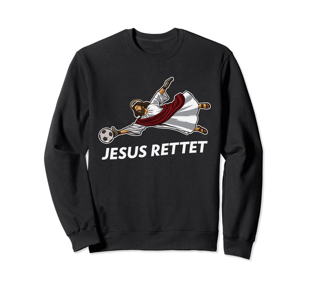 Jesus Rescue Funny Football Jesus Sweatshirt - Minimalist Print for Adults
