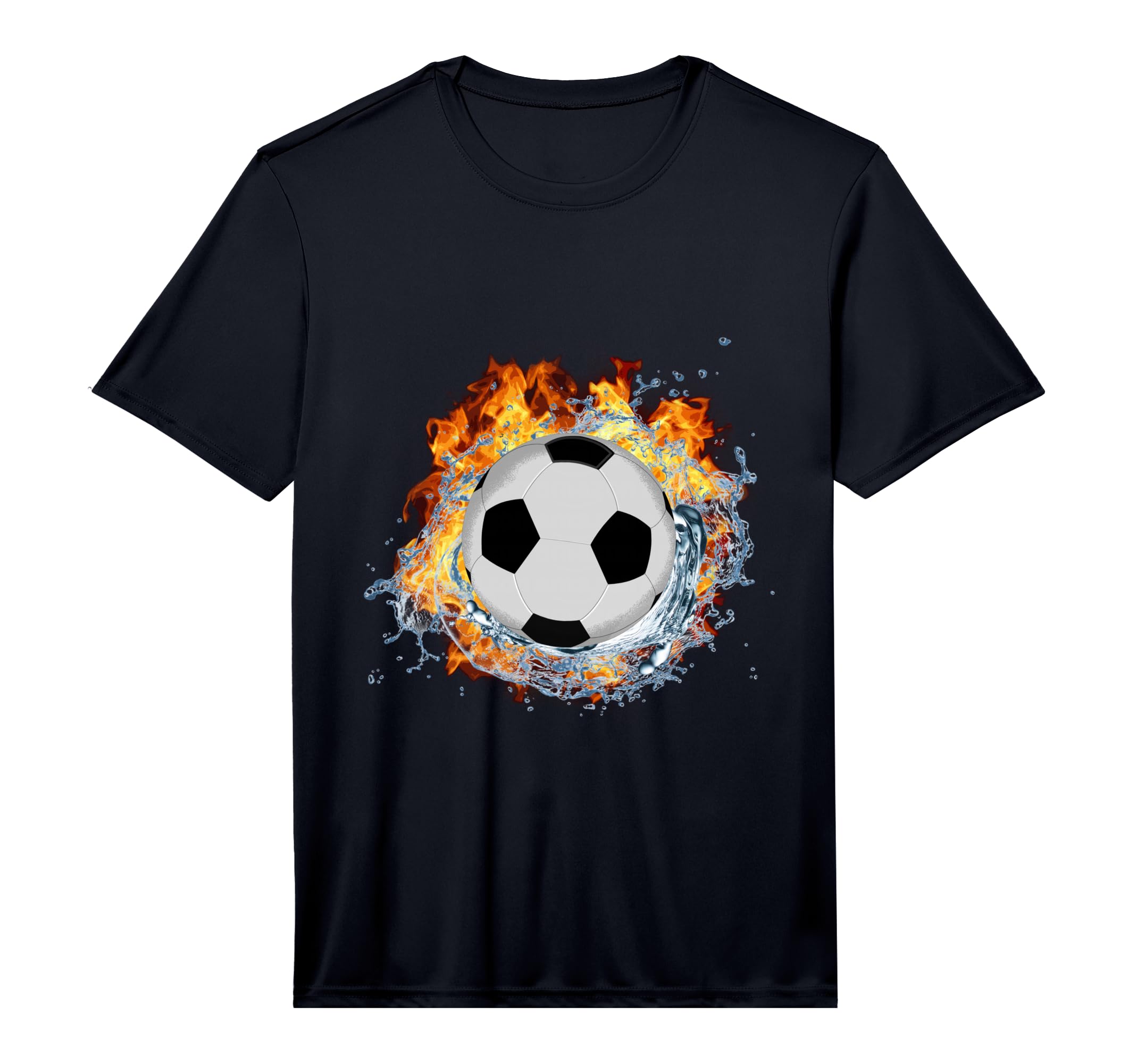 Soccer Ball Ice Splash Flame Fire T-Shirt - Minimalist Print Men Women