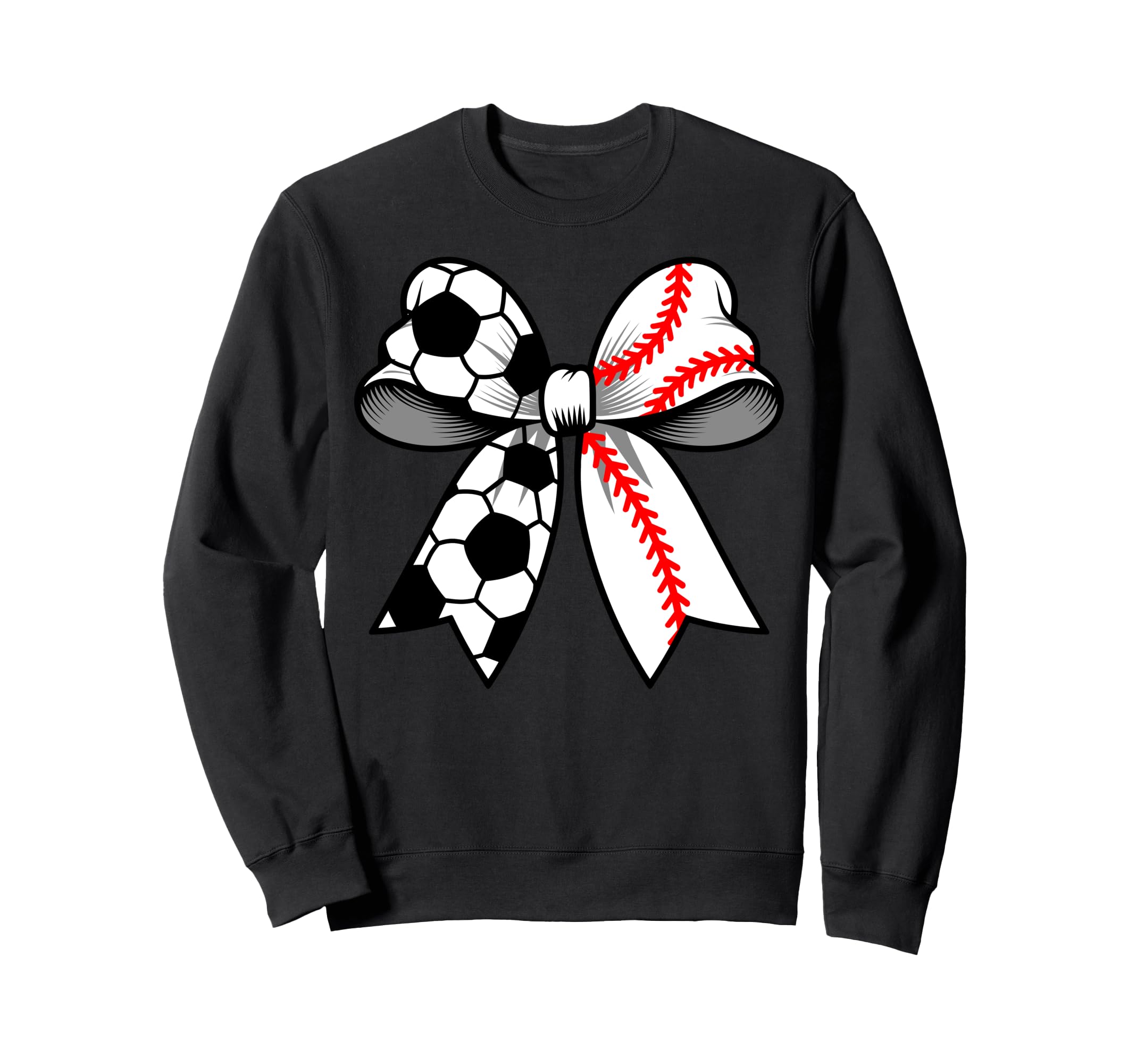 Soccer Baseball Coquette Bow Funny Sweatshirt - Graphic Print Unisex