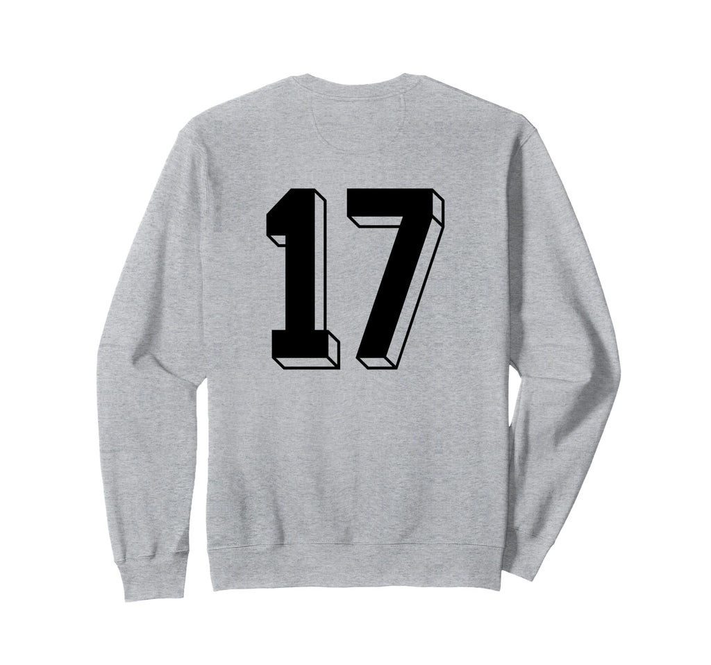 Number 17 Backside 80S 90S Team Sweatshirt - Fun Novelty Design for Adults