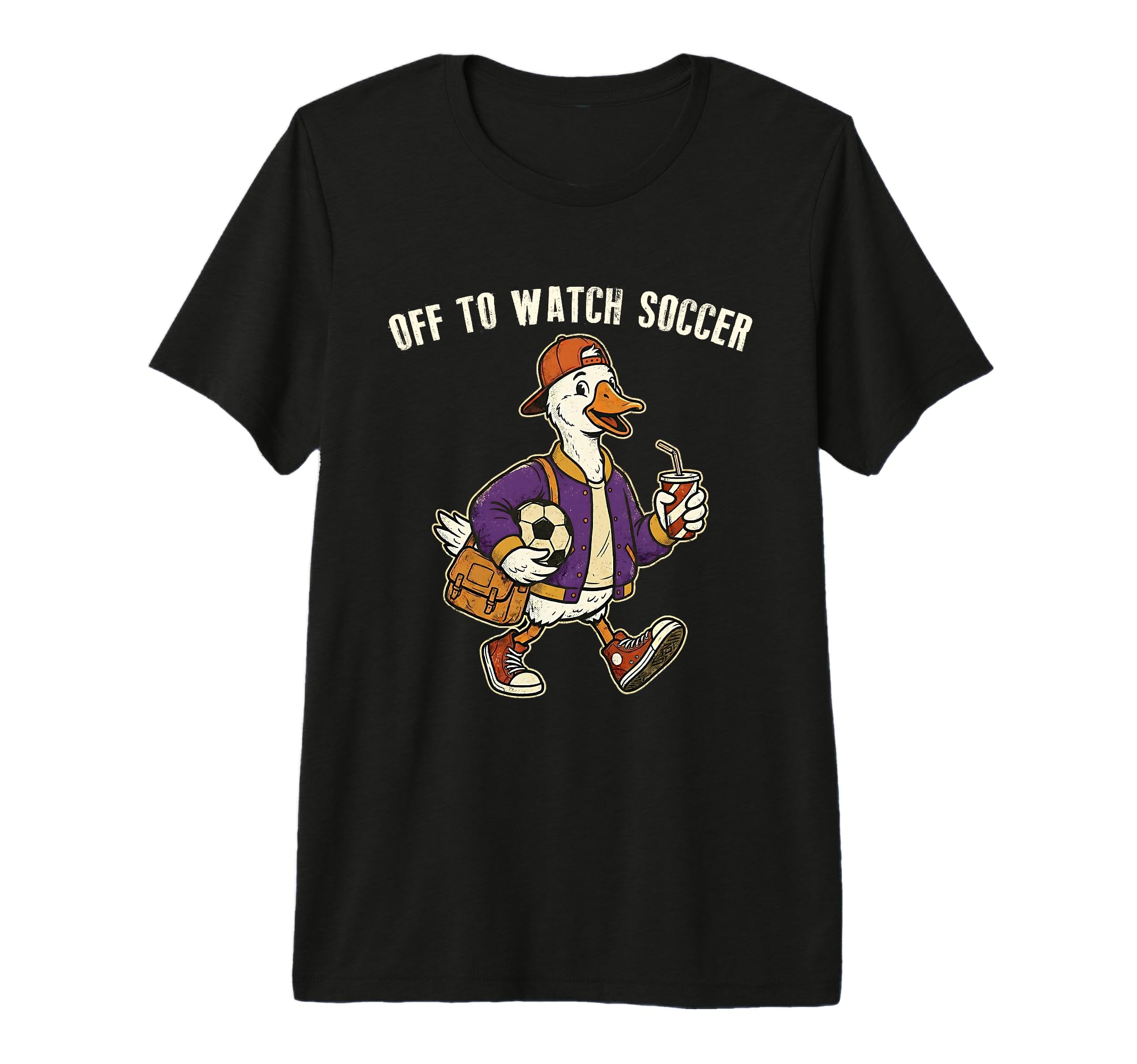 Off To Watch Soccer Funny Duck Sports T-Shirt - Trendy Graphic for Adults