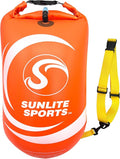 Sunlite Sports Swim Buoy Premium Quality, Highly Visible Waterproof Safety Marine Float Training for Open Water Swimming, for Swimmers, Triatheletes, Kayakers, Snorkelers, Throwable Flotation Device for Adults