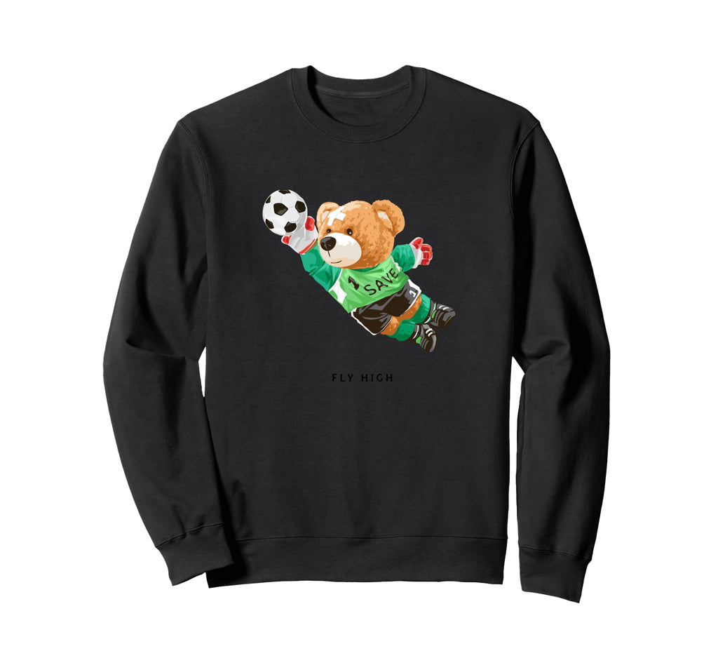Fly High Save Teddy Bear Goal Keeper Sweatshirt - Trendy Graphic Unisex
