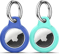 Upgrade Waterproof 2 Pack Airtags Holder with Apple Airtags Keychain, Hard PC Air Tag Case, Anti-Scratch & Shock Air tag Holder, Men's Women's Keyrings & Keychains-Blue+Mint Green