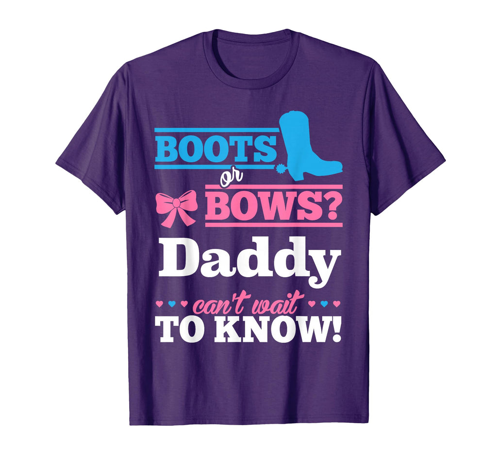 Boots Or Bows Daddy Gender Reveal T-Shirt - Novelty Apparel for Adults