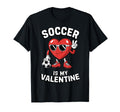 Funny Soccer Valentine Cartoon Heart T-Shirt - Unique Graphic Unisex