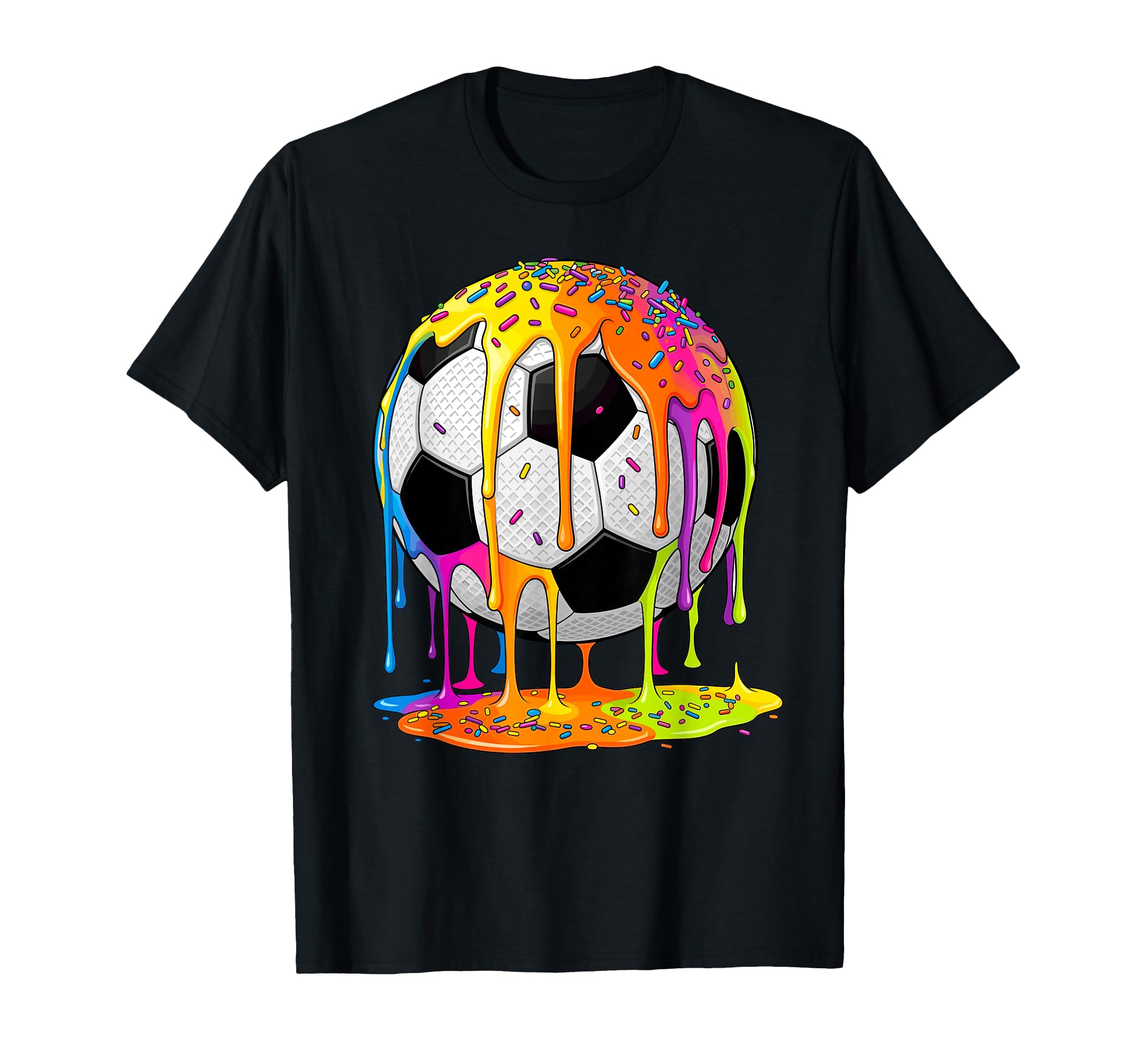 Soccer Drip Ice Cream Sprinkles T-Shirt - Casual Everyday Wear Men Women