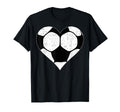 Black Soccer Ball Heart Shaped T-Shirt - Aesthetic Graphic for Adults