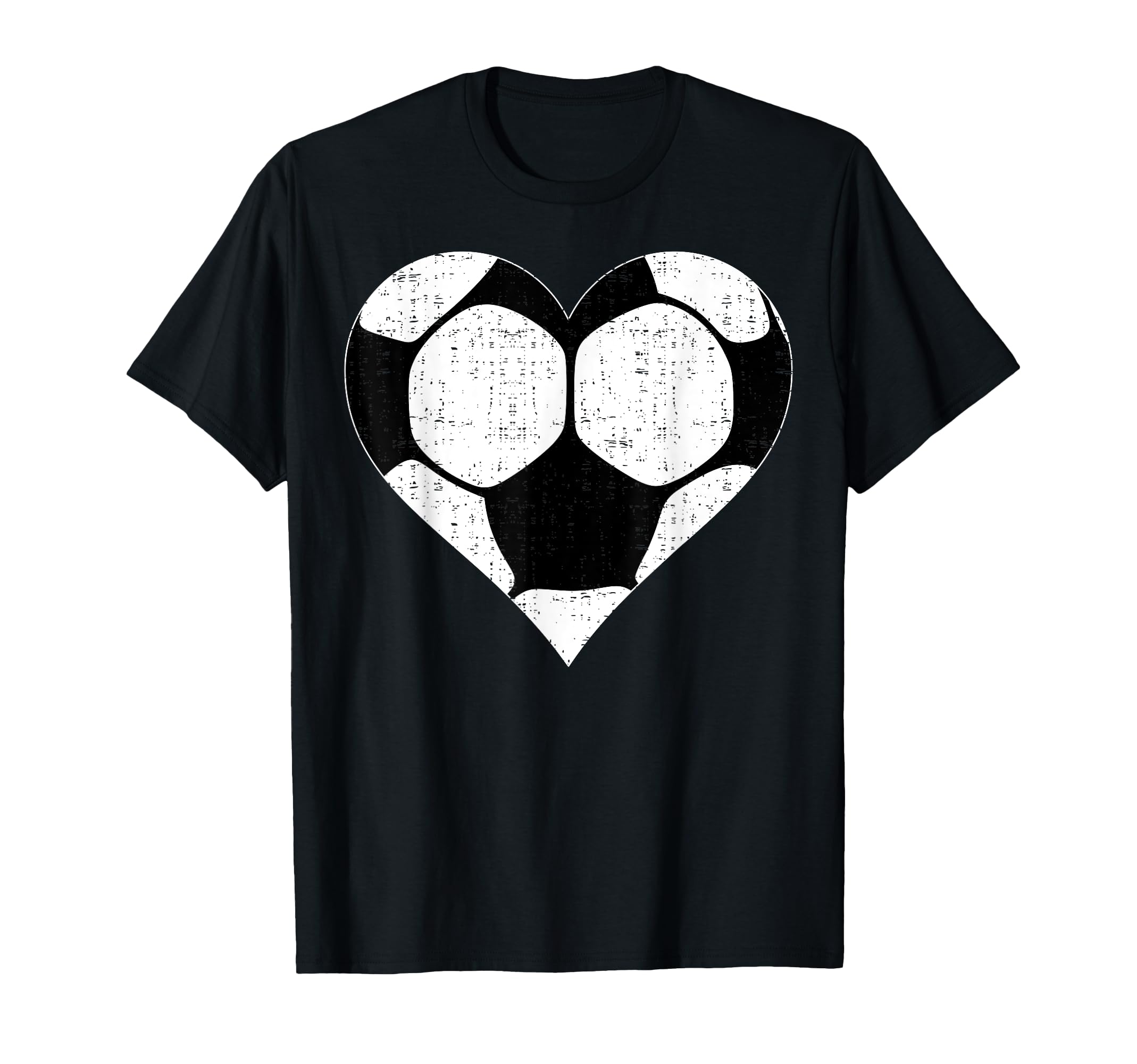 Black Soccer Ball Heart Shaped T-Shirt - Aesthetic Graphic for Adults