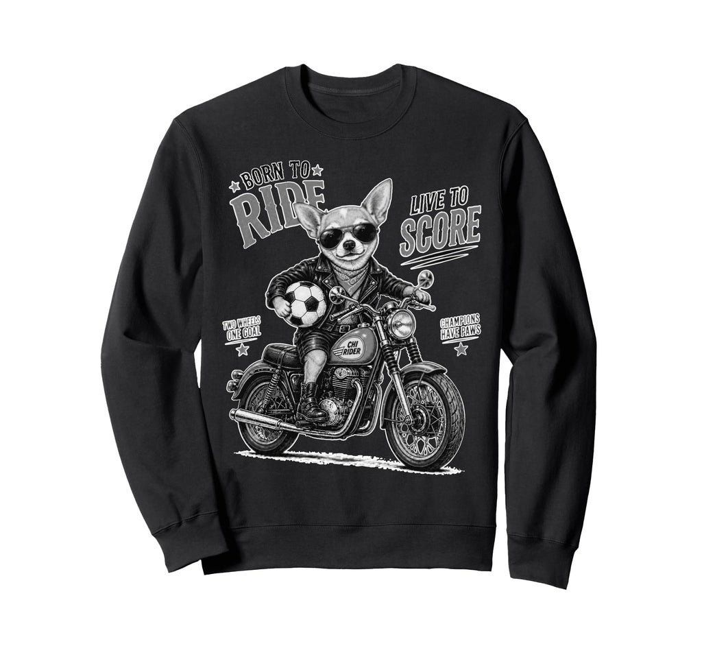 Chihuahua Motorbike Love Footbal Sweatshirt - Novelty Apparel for Adults